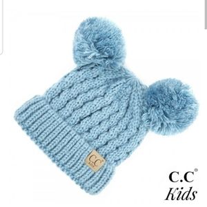 C.C.Beanie Double Pompom Beanie Denim